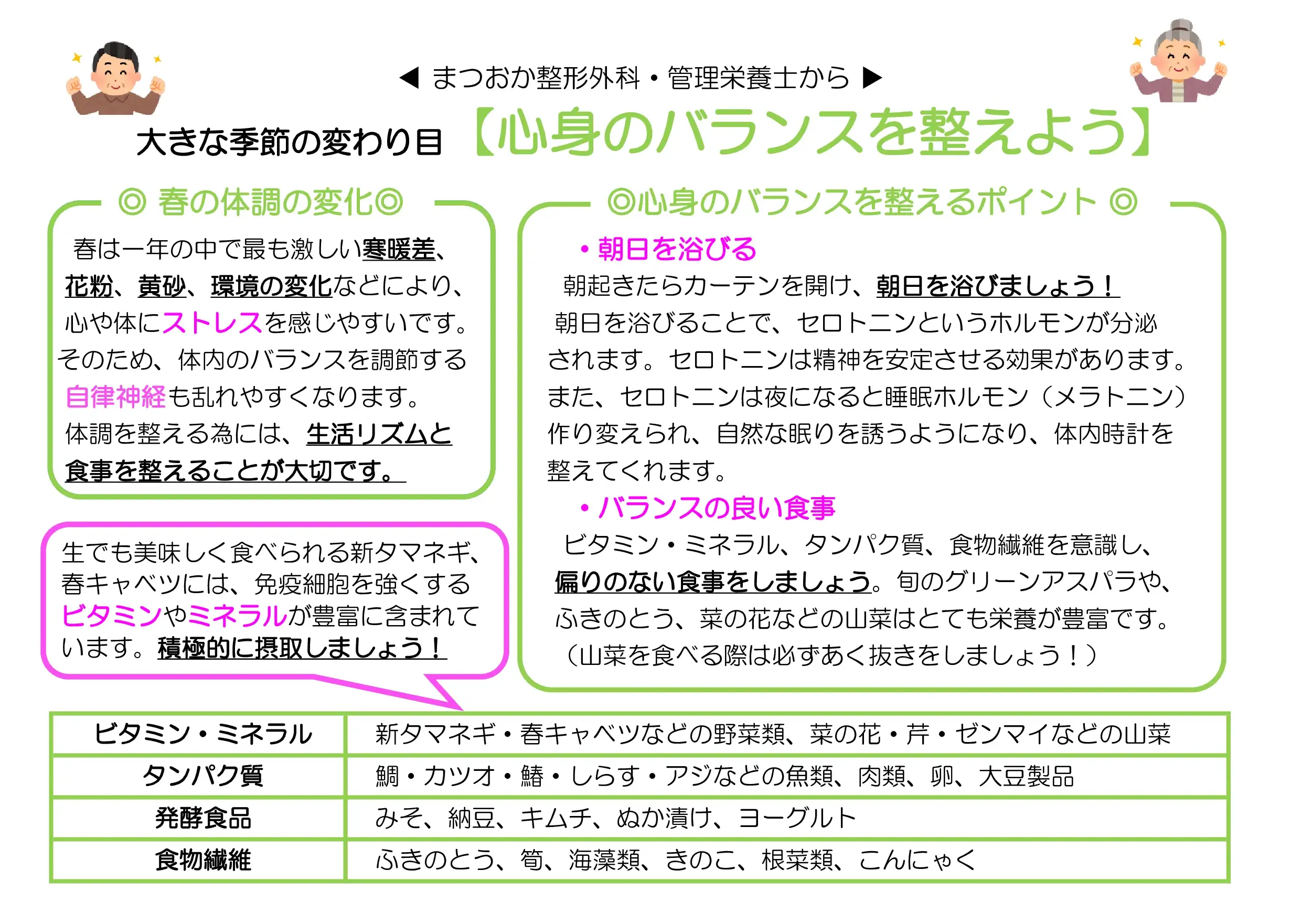 管理栄養士からのお知らせ